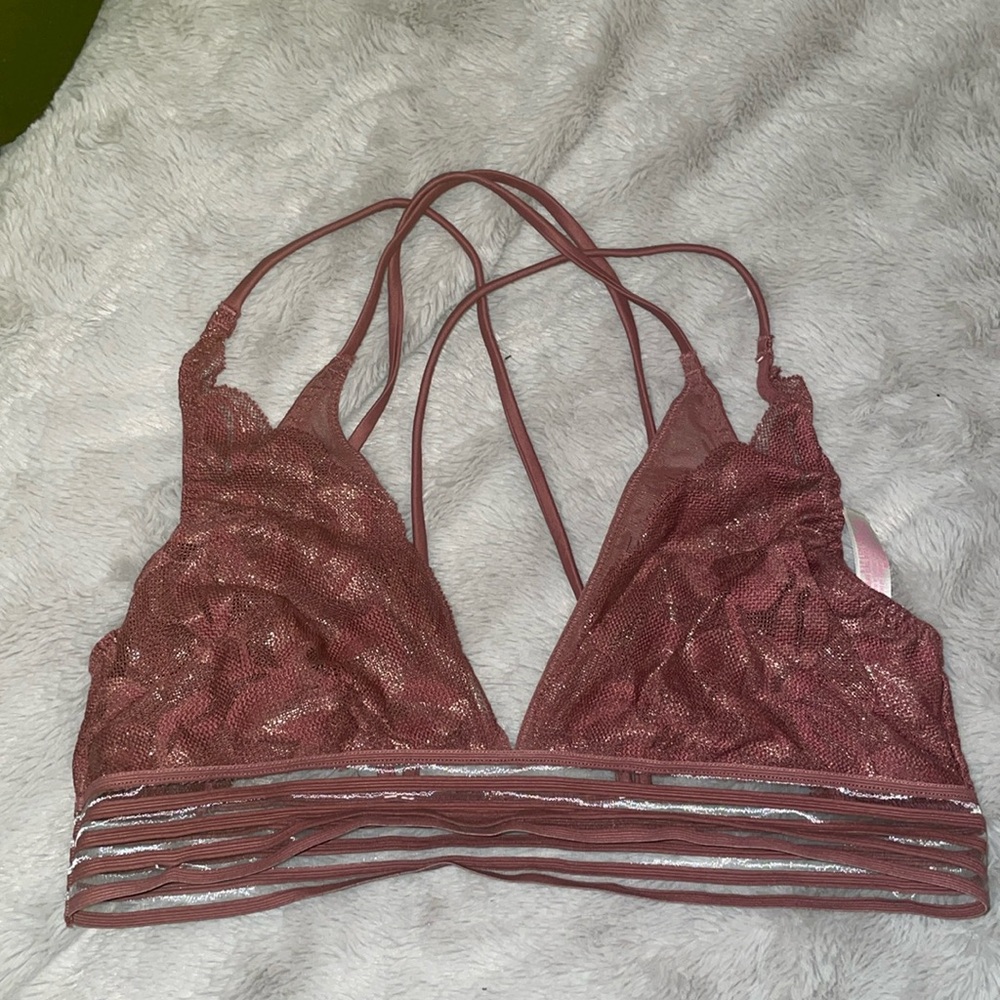 Mauve gold glitter bralette